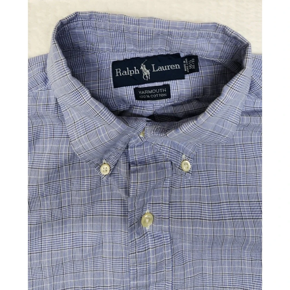 Polo Ralph Lauren Mens 16.5 (32/33) Blue Cotton LS Button Down Pony